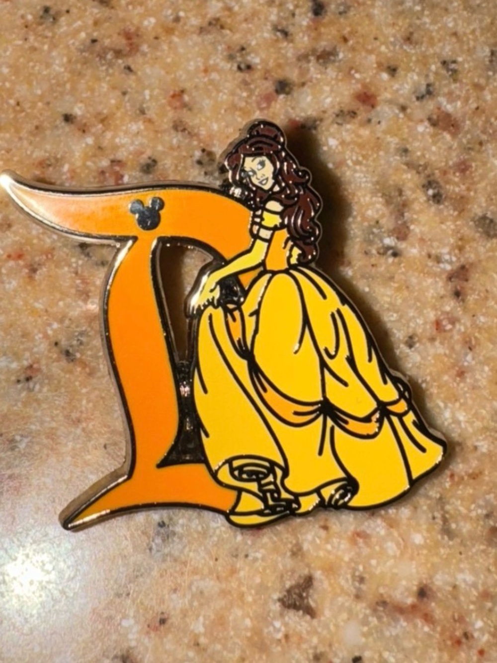 Disney Belle Letter D Enamel Pin - Yellow and Orange